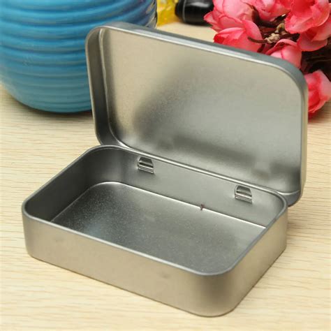 Small Metal Tin Silver Flip Storage Box for Case 